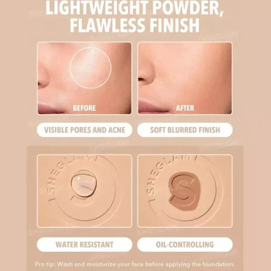 پنکک کرم پودری شیگلم مدل SKin-Focus کنترل چربی پوست +کاور بالا